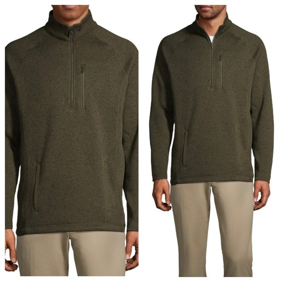 George Men's Army Green Half Zip Sweater Fleece Casual Comfortable Size Medium - Picture 1 of 5